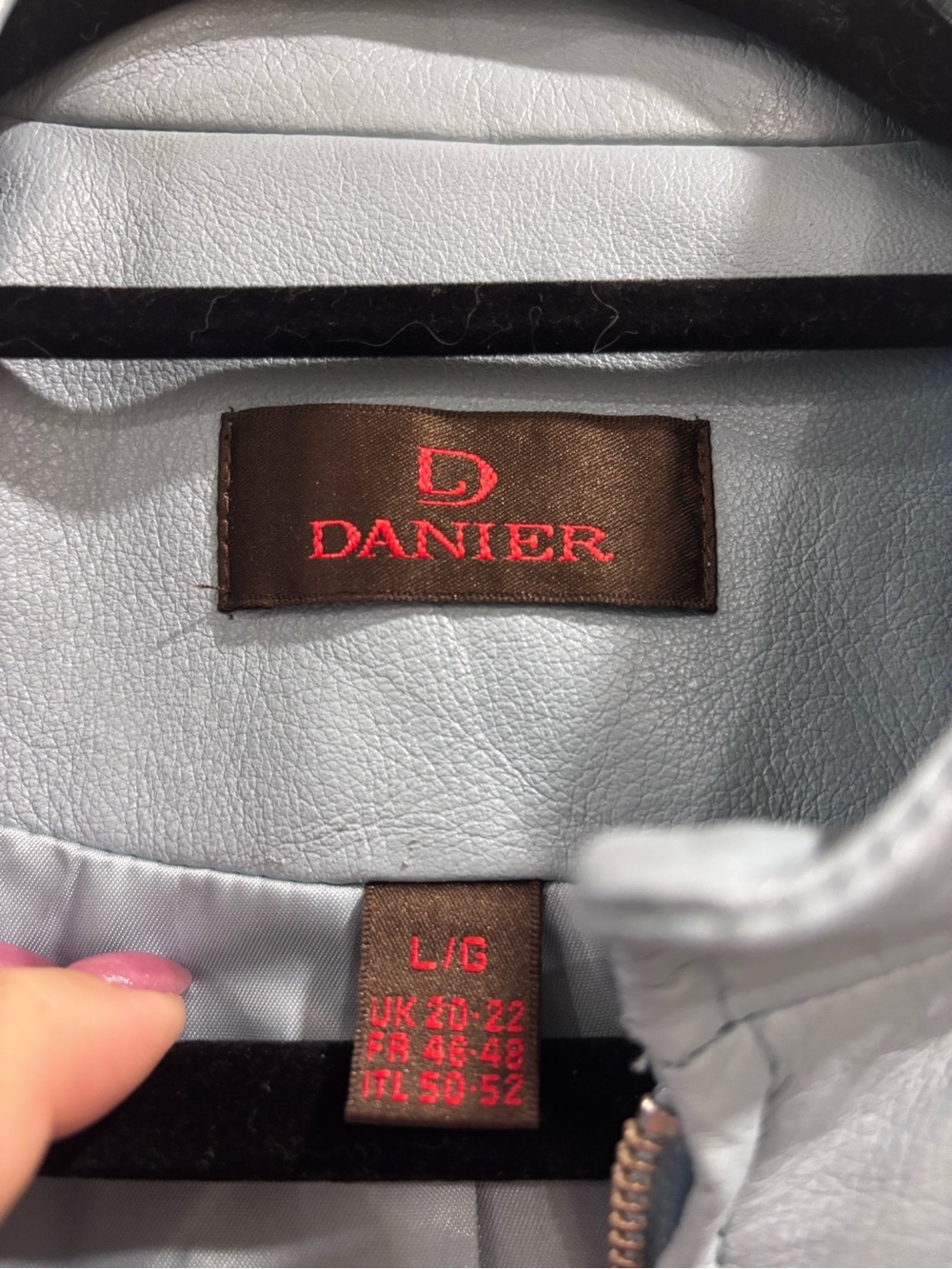 Vintage DANIER Pale Blue Genuine Leather Moto Racer Jacket Women's Lrg 3961 NEW - Picture 6 of 14